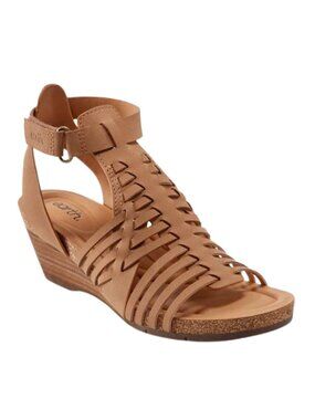Earth Hattie Gladiator Wedge Sandals Brown Women's NEW - Size 9W (wide)